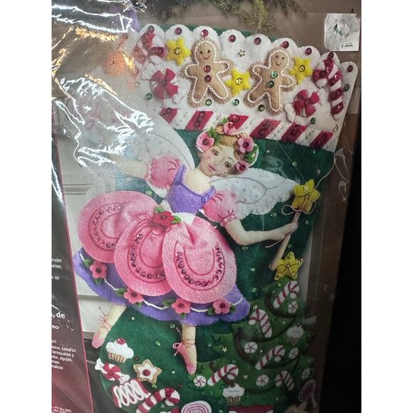 Bucilla SUGAR PLUM FAIRY 18" Christmas Felt Stocking Kit 85431 NEW Sealed - Picture 2 of 5